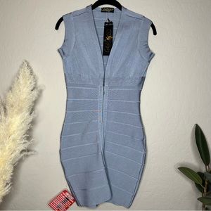 Celeb Boutique-Celeb City NY Body Con Bandage Silver Gray Dress, size medium